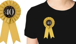 Badge 40 med satinbånd guld