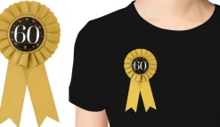 Badge 60 med satinbånd guld