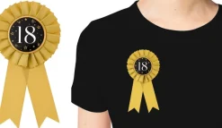 Badge 18 med satinbånd guld