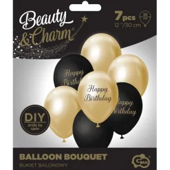Ballon buket Birthday guld/sort
