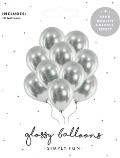 Balloner glossy sølv 10-pak