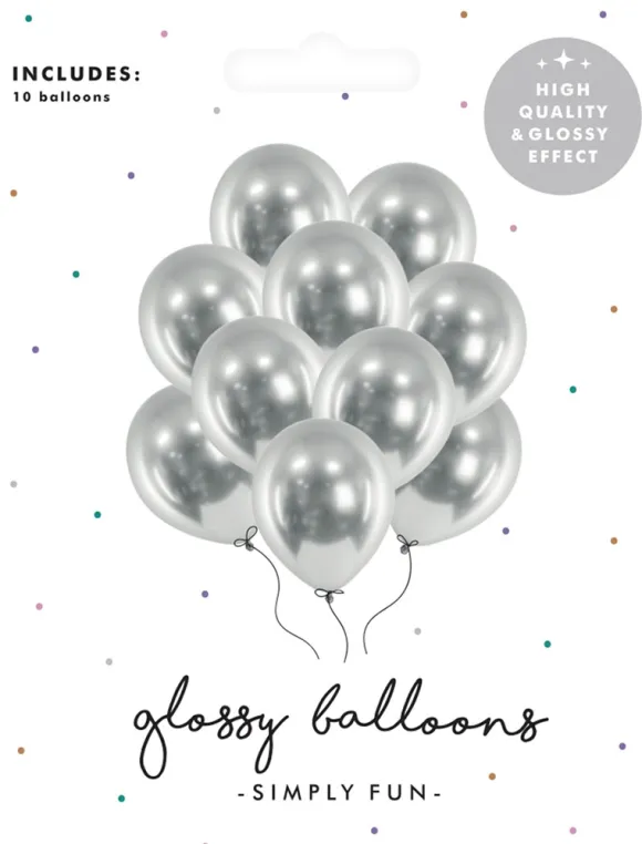 Balloner glossy sølv 10-pak