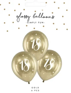 Ballon glossy 18 guld 6-pak