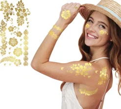 Blomster tatoveringer, guld