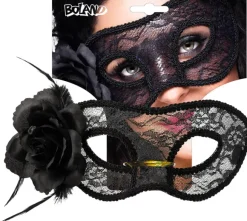 Blondemaske med rose, sort