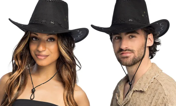 Cowboyhat ruskindslook, sort
