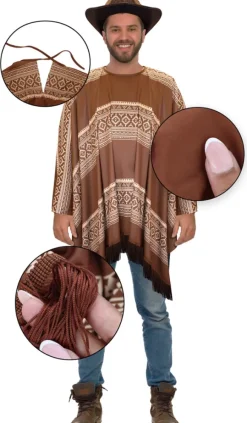 Cowboy/indianer poncho, brun