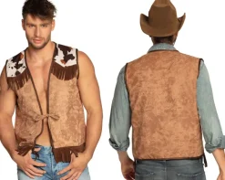 Cowboy vest, brun, str. L/XL