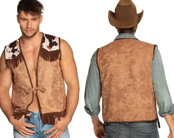 Cowboy vest, brun, str. L/XL