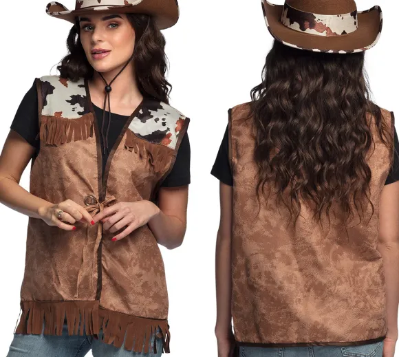 Cowboy vest, brun, str. M