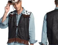 Cowboy vest, sort, str. L/XL