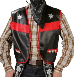 Cowboy vest, voksen, sort
