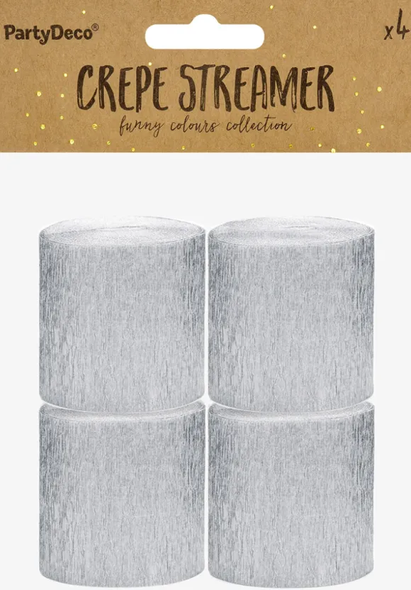 Crepepapir ruller sølv 4-pk