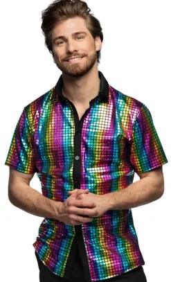 Disco skjorte rainbow, M