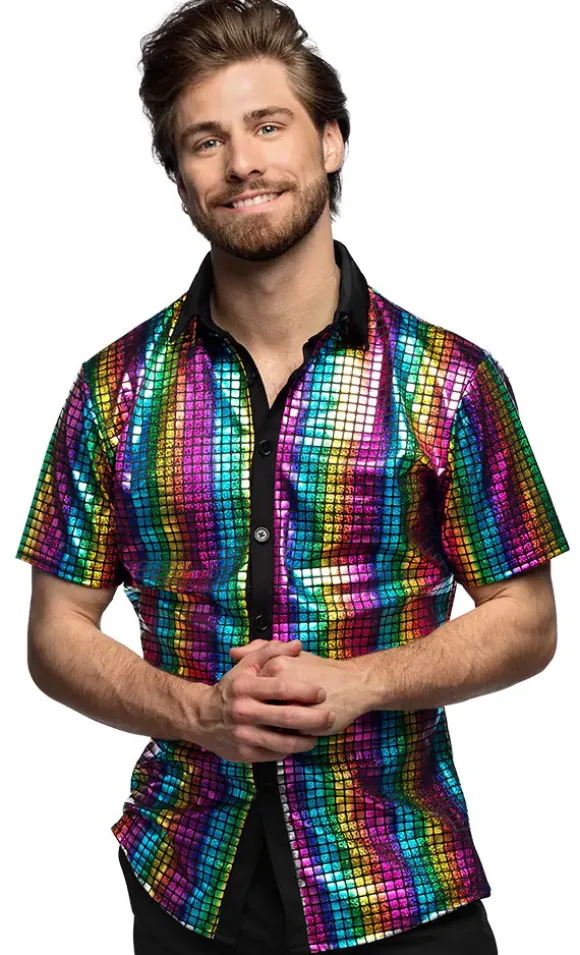 Disco skjorte rainbow, M