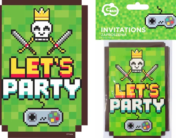 Game On invitationer 6-pak