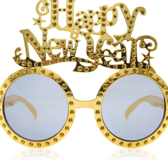 Happy New Year solbriller, guld