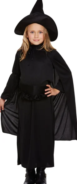 Heks kostume, sort 7-9 år