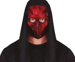 Hockey maske rød med hætte