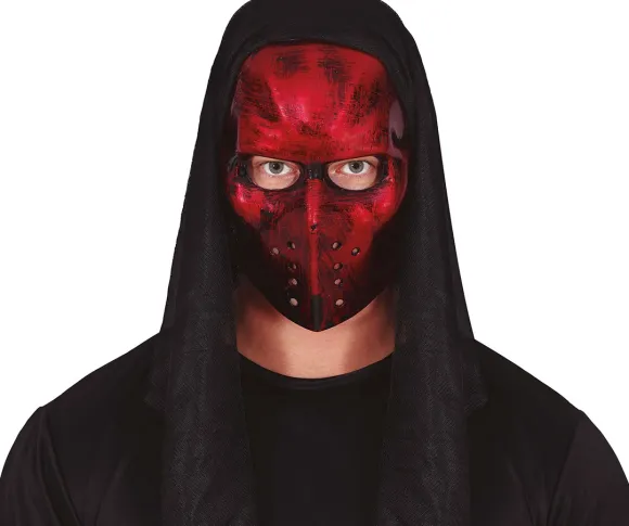 Hockey maske rød med hætte