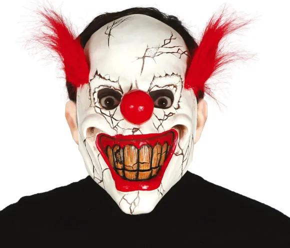 Killer Clown maske med hår