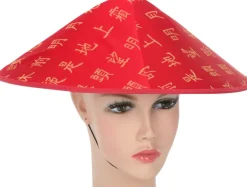Kineser hat, rød silke