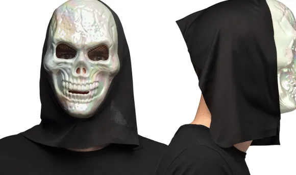 Kraniemaske med hætte, perlemor