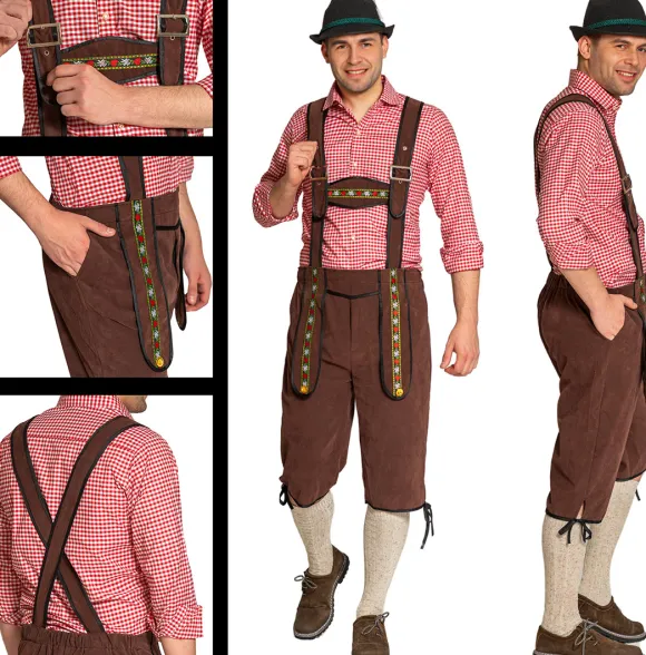 Lederhosen justerbar brun, M