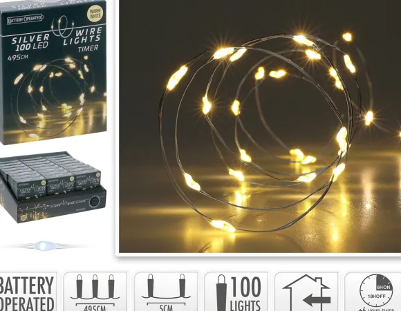 Lyskæde sølv-wire 100 LED