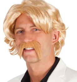 Paryk Chuck blond med overskæg