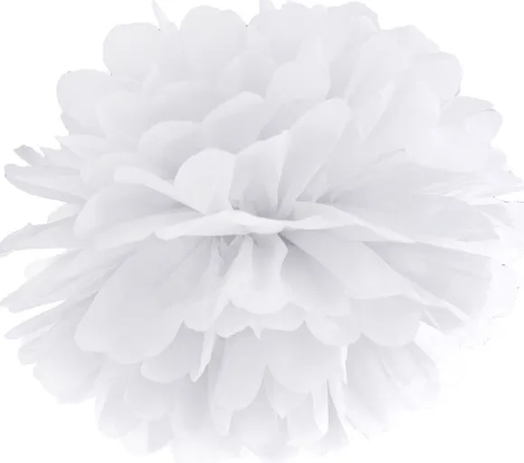 Pompom papir 25 cm hvid
