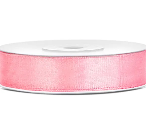 Silkebånd lyserød 12 mm x 25 m