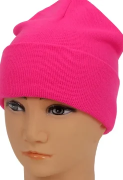 Strikket hue, neon-pink