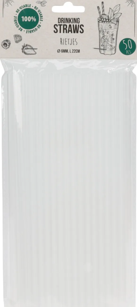 Sugerør transparent 50-pak