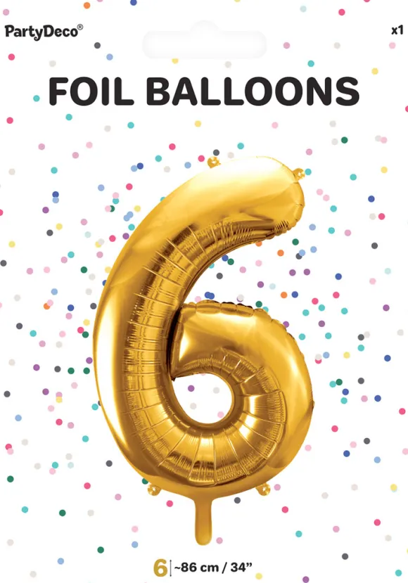 Tal ballon 6 guld 86 cm