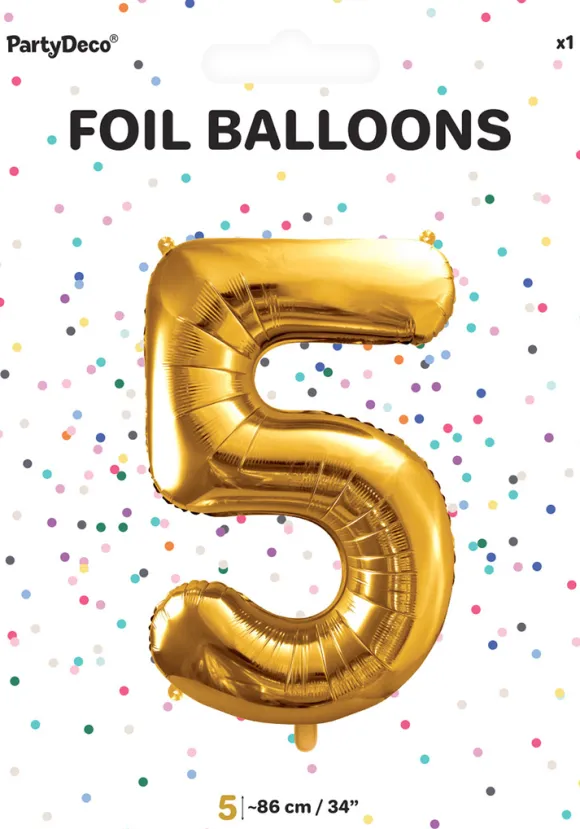 Tal ballon 5 guld 86 cm