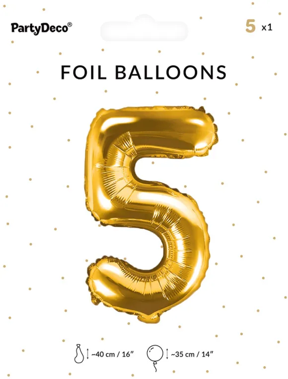 Tal ballon 5 guld 35 cm