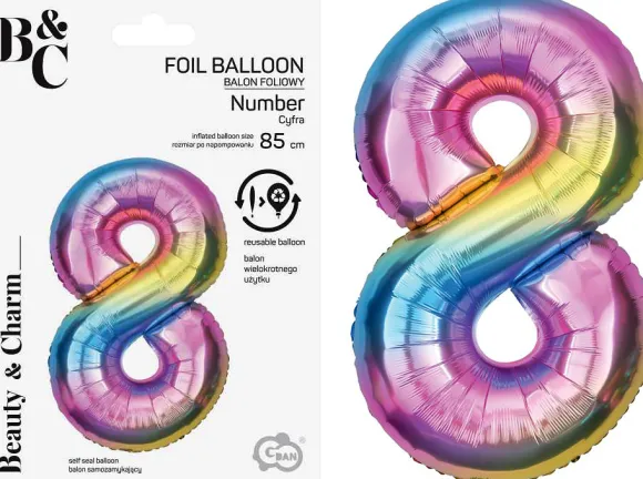 Tal ballon 8 regnbue 85 cm