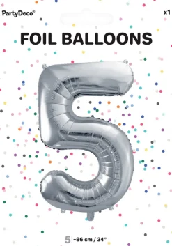 Tal ballon 5 sølv 86 cm