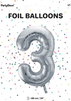 Tal ballon 3 sølv 86 cm