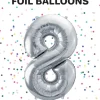 Tal ballon 8 sølv 86 cm
