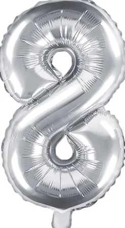 Tal ballon 8 sølv 35 cm