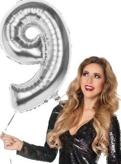 Tal ballon 9 sølv 86 cm