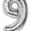 Tal ballon 9 sølv 36 cm