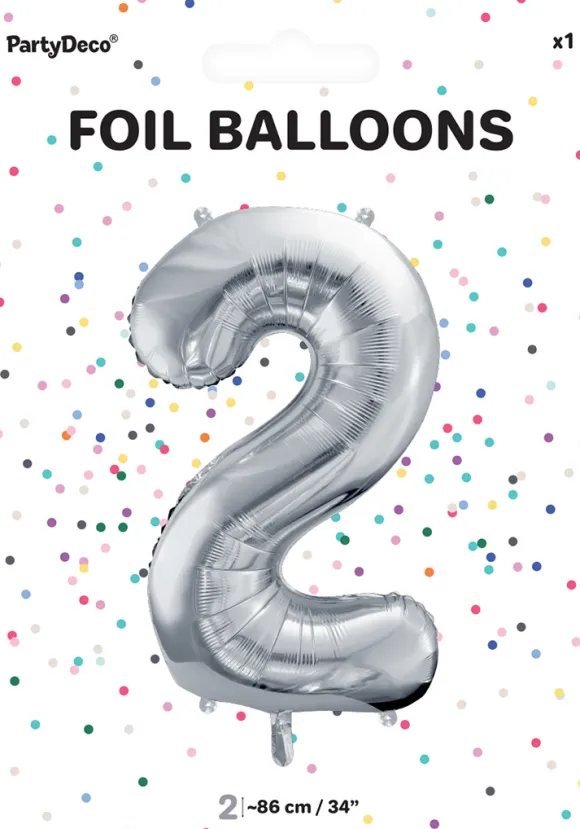 Tal ballon 2 sølv 86 cm
