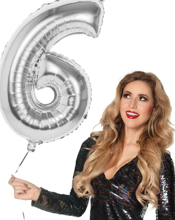 Tal ballon 6 sølv 86 cm