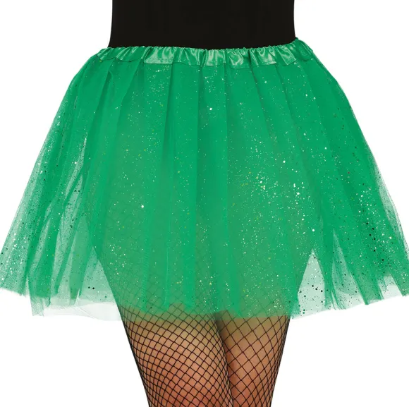 Tylskørt 40 cm grøn glitter