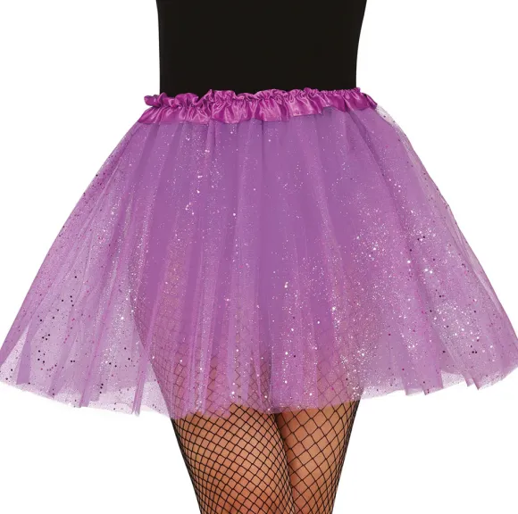 Tylskørt 40 cm lilla glitter
