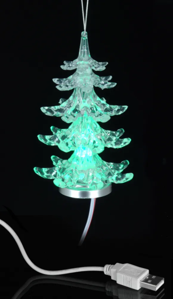 USB juletræ m/LED-lys 11 cm